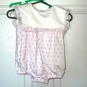 Bubble outfit, 0-3 months, white and pink